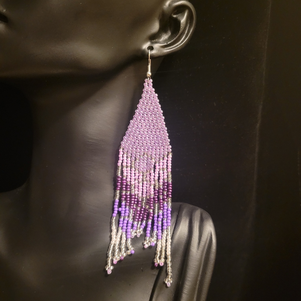 Bohemian Geometric Beaded Earrings - Picture 3 of 4